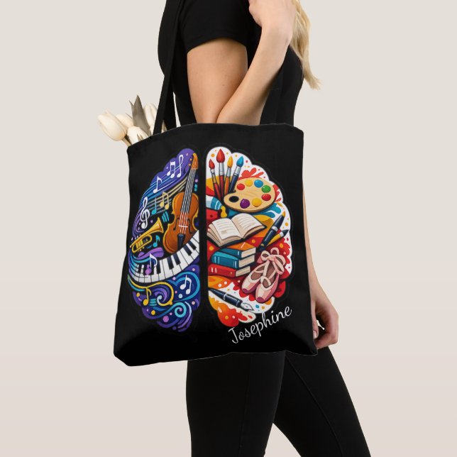 Personalized Creative Brain Arts & Music Name Chic Tote Bag (Close Up)