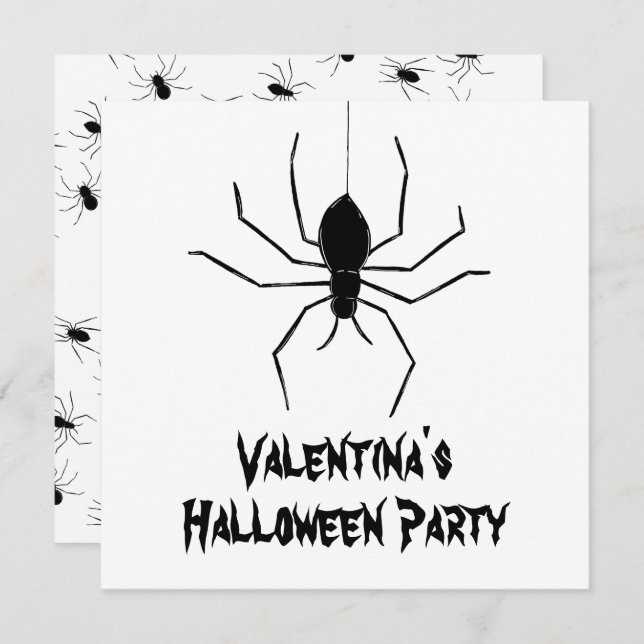 Personalized Creepy Spiders Halloween Invitation (Front/Back)