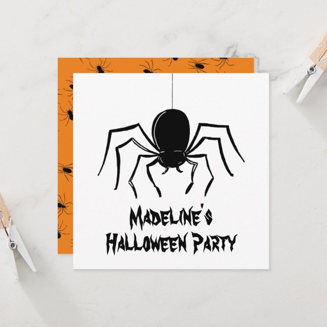 Personalized Creepy Spiders Halloween Invitation (Front/Back In Situ)