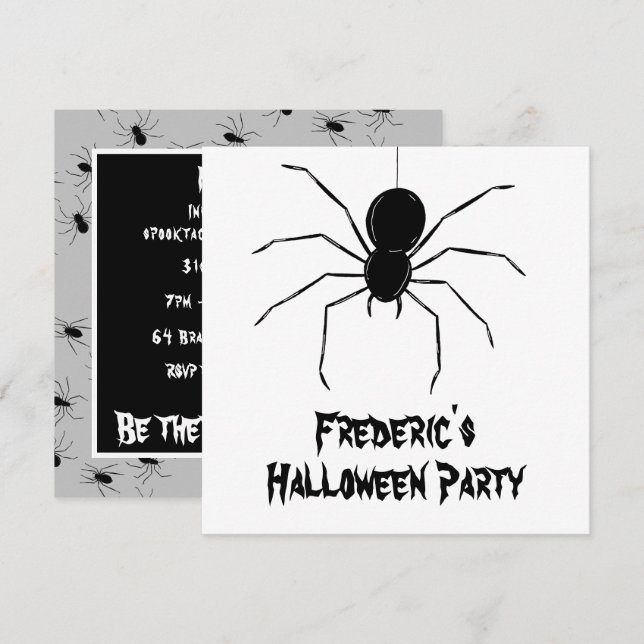 Personalized Creepy Spiders Halloween Invitation (Front/Back)