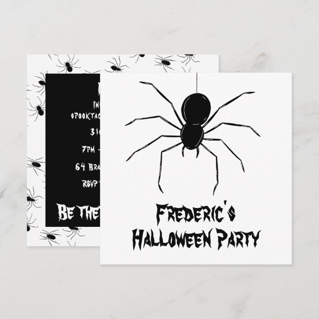 Personalized Creepy Spiders Halloween Invitation (Front/Back)