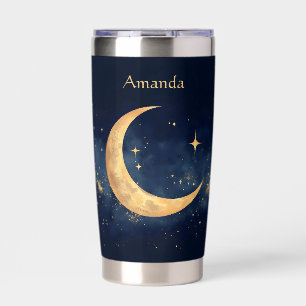Personalized Crescent Moon and Stars Night Sky Insulated Tumbler