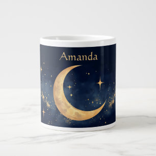 Personalized Crescent Moon and Stars Night Sky Large Coffee Mug