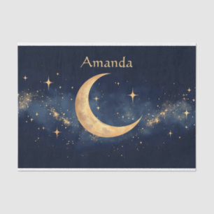Personalized Crescent Moon and Stars Night Sky Tissue Paper