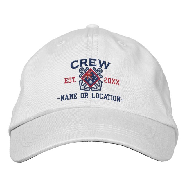 Personalized Crew Nautical Australia Embroidery Embroidered Hat (Front)