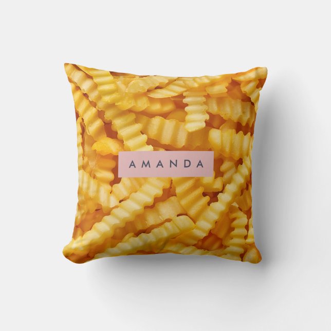 Personalized Crinkle Cut French Fries Design Cushion (Front)