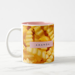 Personalized Crinkle Cut French Fries Design Two-Tone Coffee Mug
