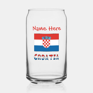Personalized Croatia Flag  Can Glass