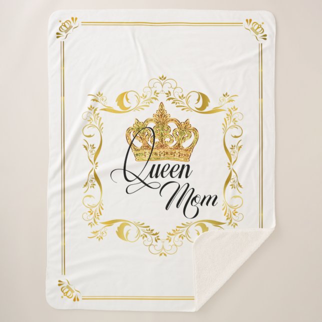 Personalized Crown Queen Mom - Sherpa Blanket (Front)