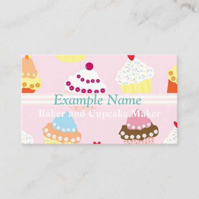 Personalized "Cupcakes" Business Card (American) (Front)