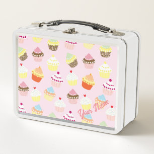 PERSONALIZED CUPCAKES PATTERN METAL LUNCH BOX