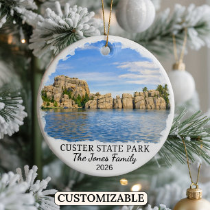 Personalized Custer State Park Custom South Dakota Ceramic Tree Decoration