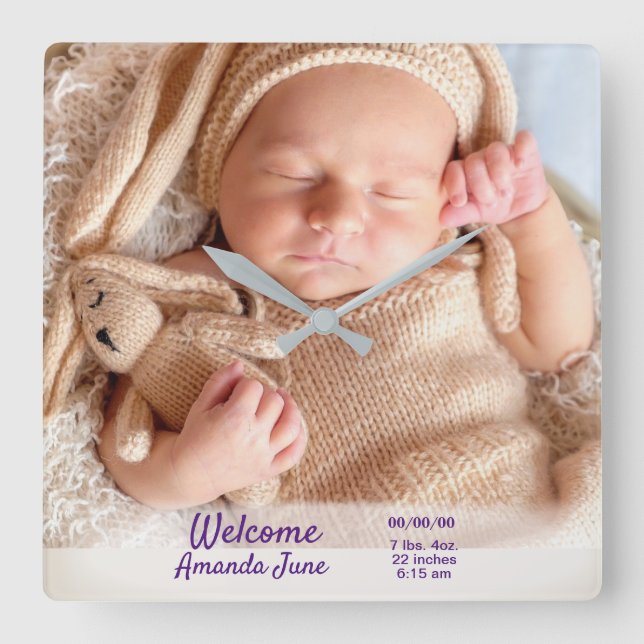 Personalized Custom Baby Photo Clock (Front)