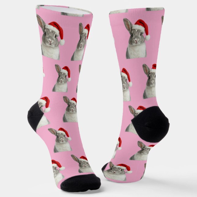 Personalized Custom Bunny Christmas  Socks (Angled)
