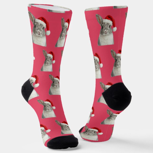 Personalized Custom Bunny Christmas  Socks (Angled)