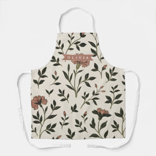 Personalized Custom Elegant Neutral Vintage Floral Apron