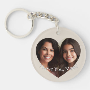 Personalized Custom Heart Photo Add Name for Mom Key Ring
