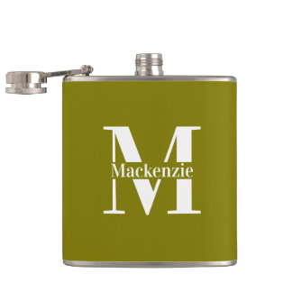 Personalized Custom Made Monogrammed Green Hip Flask