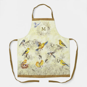 Personalized Custom Monogram Backyard Birds Apron 