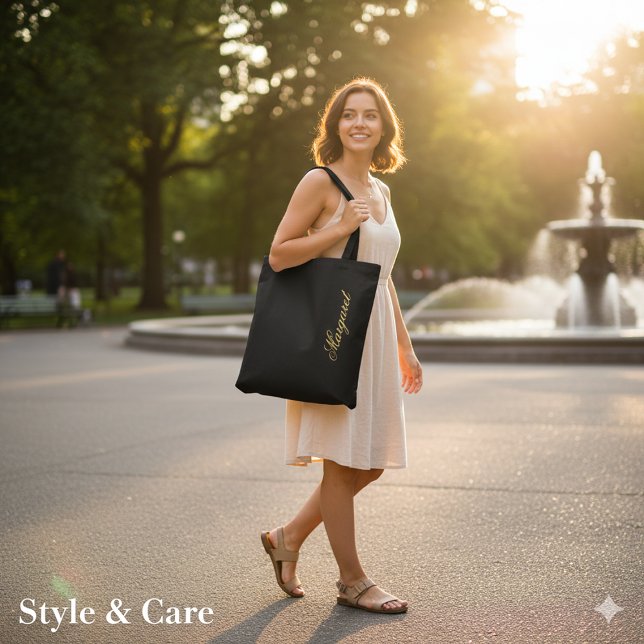 Personalized Custom Name Designer Black Tote Bag (Personalized Custom Name Designer Black Tote Bag)