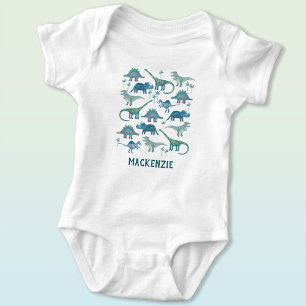 Personalized Custom Name Fun Dinosaur Baby Bodysuit