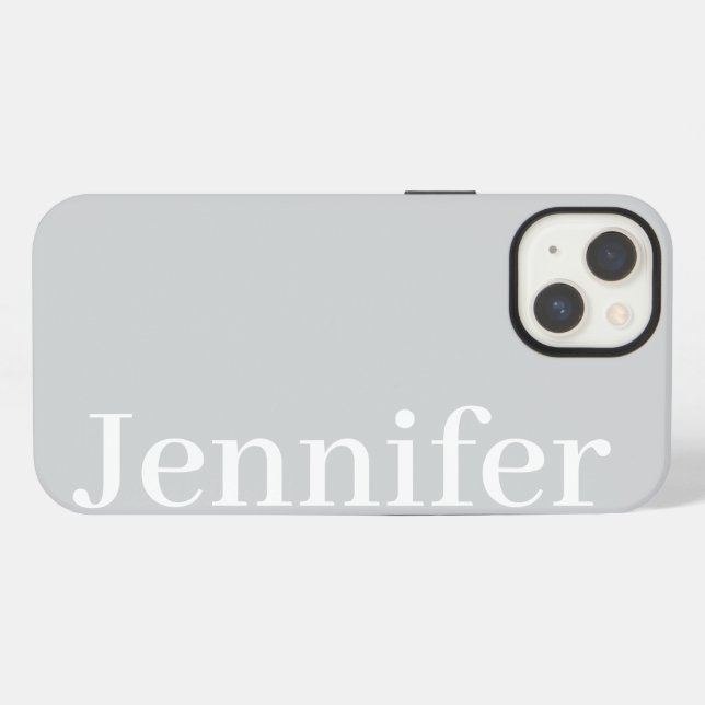 Personalized Custom Name Simple Elegant Light Grey iPhone Case (Back Horizontal)