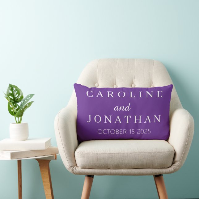 Personalized Custom Name Stylish Modern Wedding Lumbar Cushion (Chair)