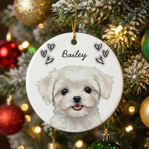 Personalized Custom Pet Photo Name Keepsake Ceramic Tree Decoration