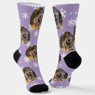 Personalized Custom Photo Blob - Snowflake Husky Socks