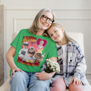 Personalized Custom Photo Bootleg I love Grandkids T-Shirt