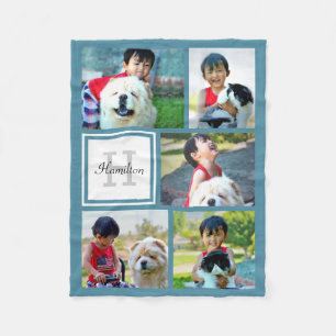 Personalized Custom Photo Collage Monogrammed Gift Fleece Blanket