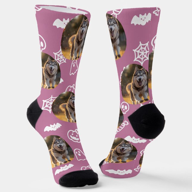 Personalized Custom Photo - Halloween Doodles Socks (Angled)