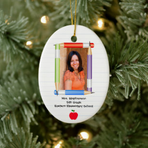 Personalized Custom Photo Teacher School Ceramic Tree Decoration