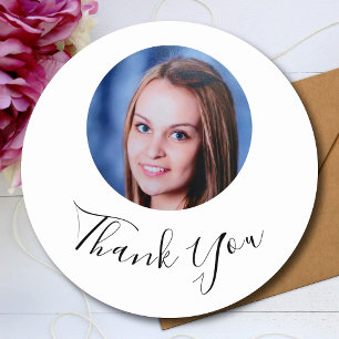 Personalized Custom Photo Thank You Classic Round Sticker