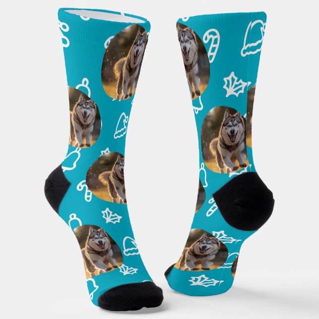 Personalized Custom Photo - Winter Celebration Socks (Angled)