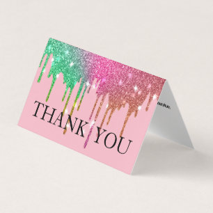 Personalized Custom Simple Glitter Drip Thank You Business Card