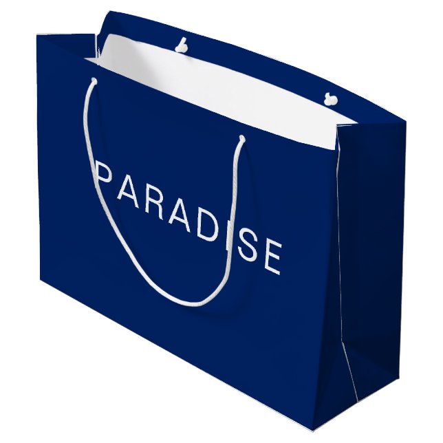 Personalized Custom Text Navy Blue Large Gift Bag (Back Angled)