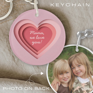 Personalized Custom Text Photo Heart Key Ring