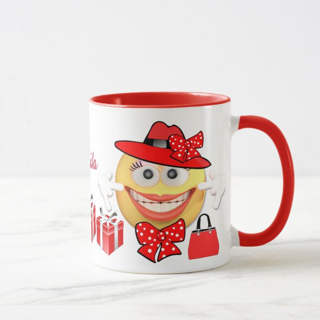 Personalized Custom Text Smiling Shopping Emoji Mug (Right)