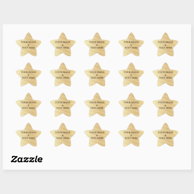 Personalized Custom Your Own Photo & Text Gold Star Sticker (Sheet)