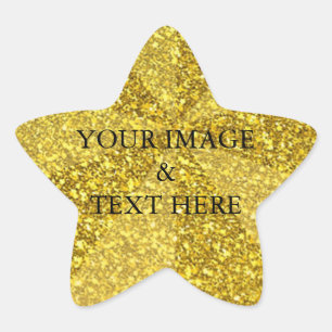 Personalized Custom Your Own Photo & Text Gold Star Sticker