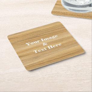 Personalized Custom Your Own Photo Wooden Square Paper Coaster