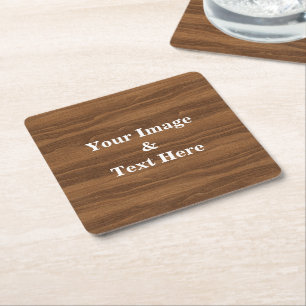 Personalized Custom Your Own Photo Wooden Square Paper Coaster
