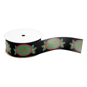 Personalized Customized Merry Christmas Grosgrain Ribbon