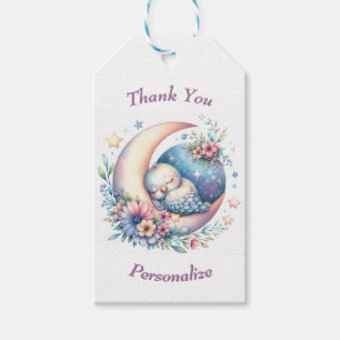 Personalized Cute Baby Bird Sleeping on Moon Gift Tags