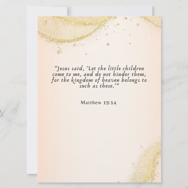 Personalized Cute Baby Girl Baptism Invitation (Back)