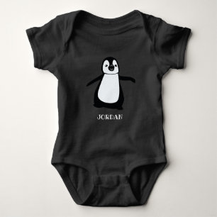 Personalized cute Baby penguin illustration black Baby Bodysuit