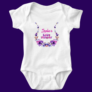 Personalized Cute Baby Shower Floral Pattern Bodysuit