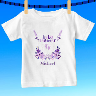 Personalized Cute Baby Shower Floral Pattern T-Shirt
