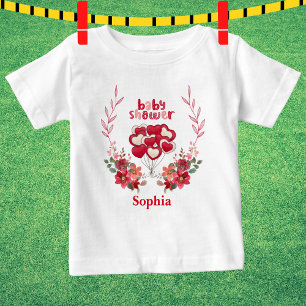 Personalized Cute Baby Shower Floral Pattern T-Shirt